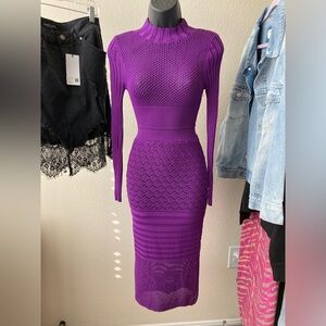 Purple Knit Bodycon Dress